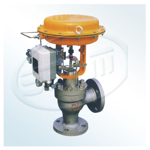 Angular pneumatic diaphragm single seat control valve