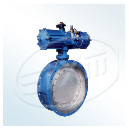 Pneumatic double eccentric butterfly valve